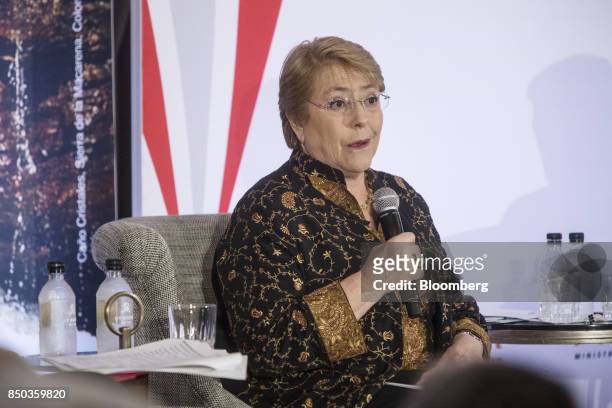 Michelle Bachelet, Chile's president, speaks during an Americas Society and Council of the Americas event in New York, U.S., on Wednesday, Sept. 20,...