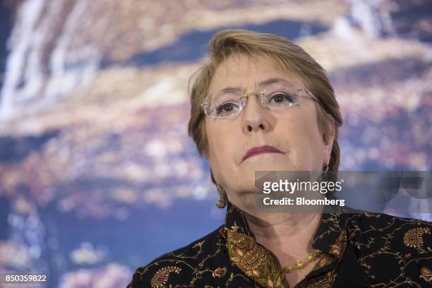 Michelle Bachelet, Chile's president, attends an Americas Society and Council of the Americas event in New York, U.S., on Wednesday, Sept. 20, 2017....