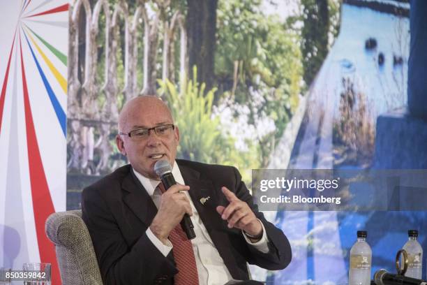 Eduardo Ferreyros, Peru's minister of trade, speaks during an Americas Society and Council of the Americas event in New York, U.S., on Wednesday,...