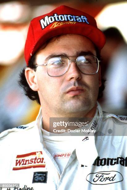 Brett Bodine ponders before the Daytona 500 race on February 19, 1989 at the Daytona International Speedway in Daytona Beach Florida.