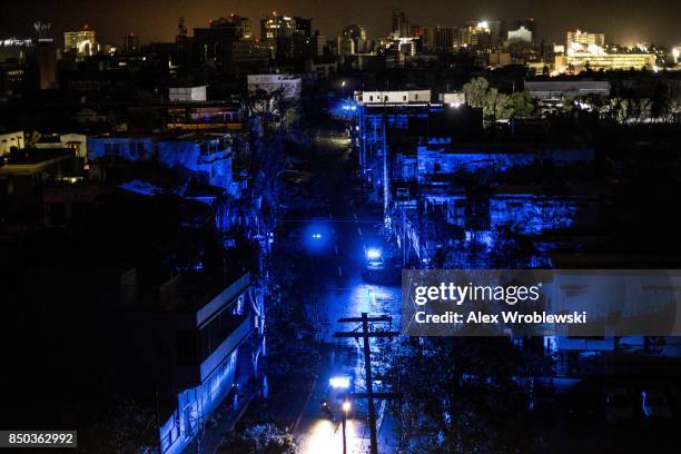 San Juan is seen during a blackout after Hurricane Maria made landfall on September 20, 2017 in Puerto Rico. Thousands of people have sought refuge...