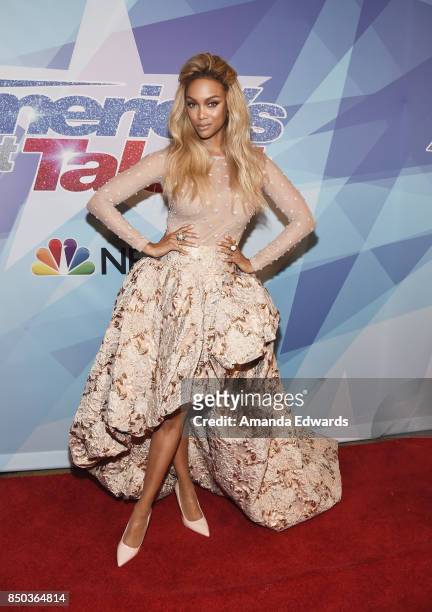 Model Tyra Banks attends NBC's "America's Got Talent" Season 12 Finale at the Dolby Theatre on September 20, 2017 in Hollywood, California.