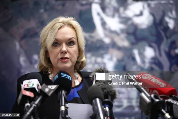 Hon Judith Collins, Minister for Energy and Resources speaks about the government`s response to the shortage of fuel on September 21, 2017 in...