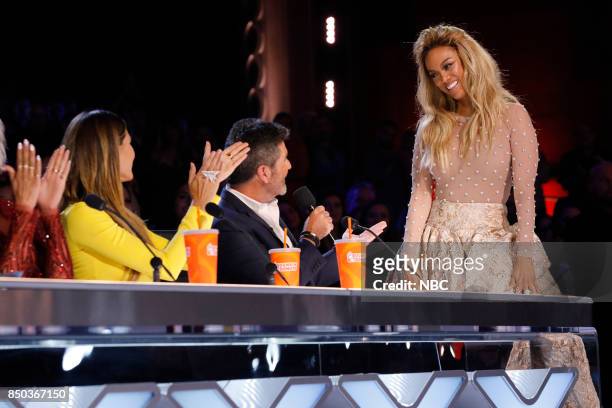 Live Finale Results" Episode 1224 -- Pictured: Heidi Klum, Simon Cowell, Tyra Banks --