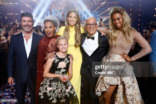 Live Finale Results" Episode 1224 -- Pictured: Simon Cowell, Mel B, Darci Lynne, Heidi Klum, Howie Mandell, Tyra Banks --