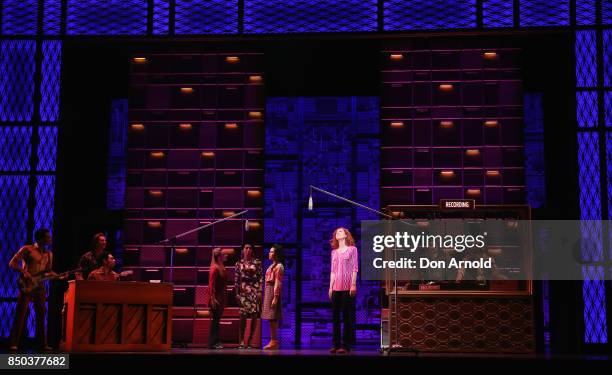 Esther Hannaford performs the role of Carole King during rehearsal for Beautiful: The Carole King Musical at Lyric Theatre, Star City on September...