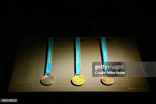 The 2018 Olympic & Paralympic Winter Games medals are unveiled at The Metropolitan Museum of Art on September 20, 2017 in New York City.