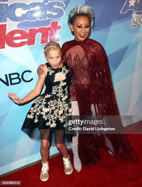 Season 12 winner ventriloquist Darci Lynne Farmer and singer/TV personality Mel B attend NBC's "America's Got Talent" season 12 finale at Dolby...