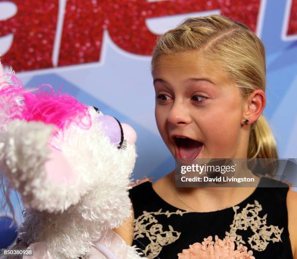 Season 12 winner ventriloquist Darci Lynne Farmer attends NBC's "America's Got Talent" season 12 finale at Dolby Theatre on September 20, 2017 in...