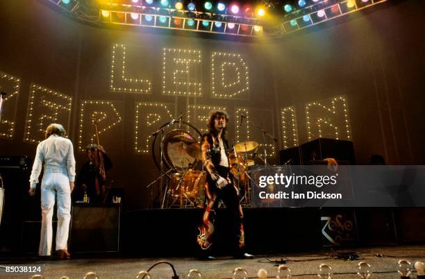 Photo of LED ZEPPELIN, L-R: John Paul Jones , Jimmy Page performing live onstage