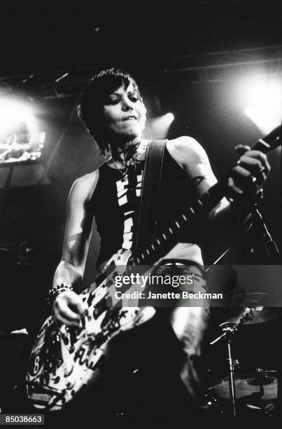 Joan Jett performing with The Runaways, USA, circa 1979.