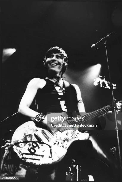 Joan Jett performing with The Runaways, USA, circa 1979.