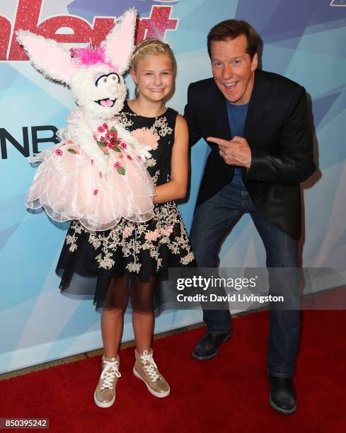 Season 12 winner ventriloquist Darci Lynne Farmer and ventriloquist Jeff Dunham attend NBC's "America's Got Talent" season 12 finale at Dolby Theatre...