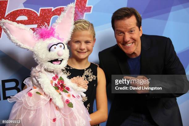 Season 12 winner ventriloquist Darci Lynne Farmer and ventriloquist Jeff Dunham attend NBC's "America's Got Talent" season 12 finale at Dolby Theatre...