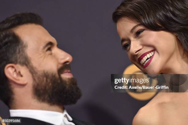 Actors Tom Cullen and Tatiana Maslany arrive at the 69th Annual Primetime Emmy Awards at Microsoft Theater on September 17, 2017 in Los Angeles,...