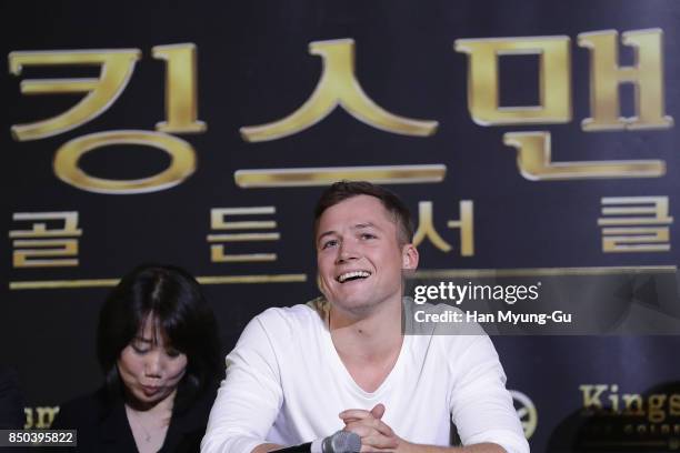 Taron Egerton attends the 'Kingsman: The Golden Circle' press conference at Yongsan CGV on September 21, 2017 in Seoul, South Korea.