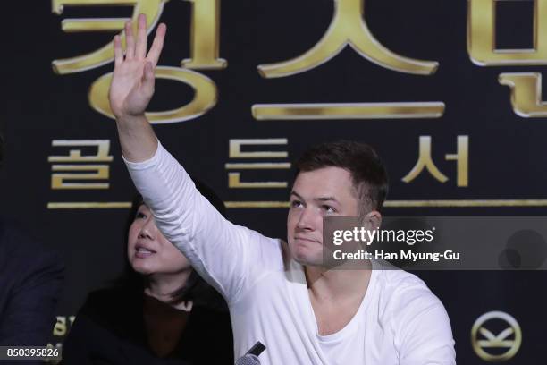 Taron Egerton attends the 'Kingsman: The Golden Circle' press conference at Yongsan CGV on September 21, 2017 in Seoul, South Korea.