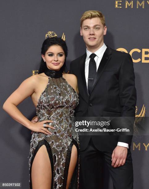 Actress Ariel Winter and Levi Meaden arrive at the 69th Annual Primetime Emmy Awards at Microsoft Theater on September 17, 2017 in Los Angeles,...