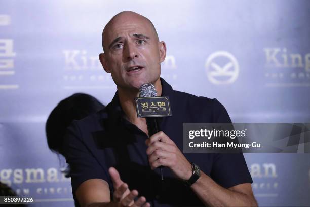 Mark Strong attends the 'Kingsman: The Golden Circle' press conference at Yongsan CGV on September 21, 2017 in Seoul, South Korea.