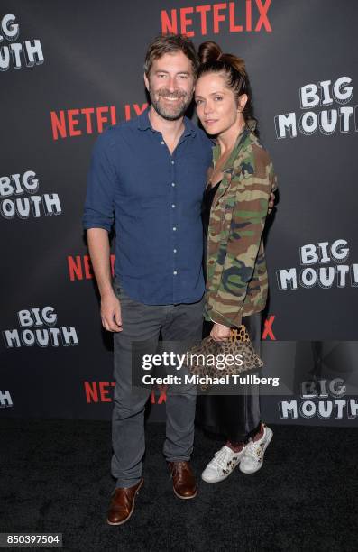 Mark Duplass and Kate Aselton arrive at the premiere of Netflix's "Big Mouth" at Break Room 86 on September 20, 2017 in Los Angeles, California.