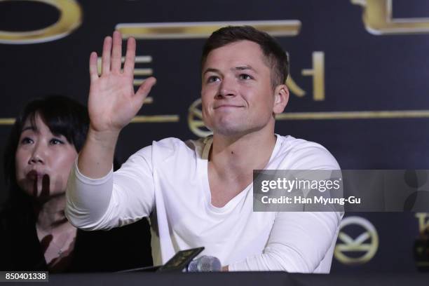 Taron Egerton attends the 'Kingsman: The Golden Circle' press conference at Yongsan CGV on September 21, 2017 in Seoul, South Korea.