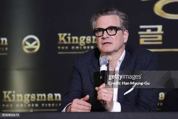 Colin Firth attends the 'Kingsman: The Golden Circle' press conference at Yongsan CGV on September 21, 2017 in Seoul, South Korea.