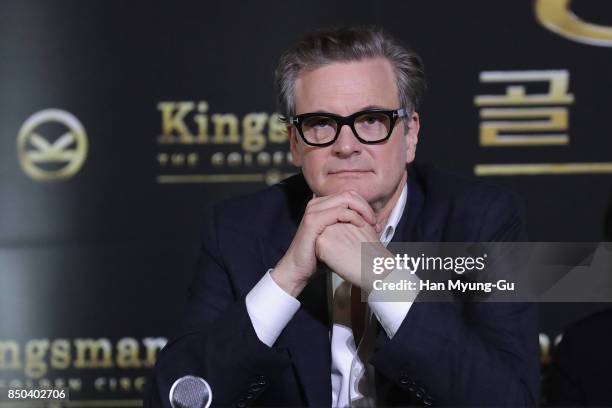 Colin Firth attends the 'Kingsman: The Golden Circle' press conference at Yongsan CGV on September 21, 2017 in Seoul, South Korea.