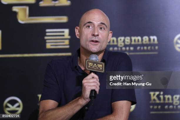 Mark Strong attends the 'Kingsman: The Golden Circle' press conference at Yongsan CGV on September 21, 2017 in Seoul, South Korea.