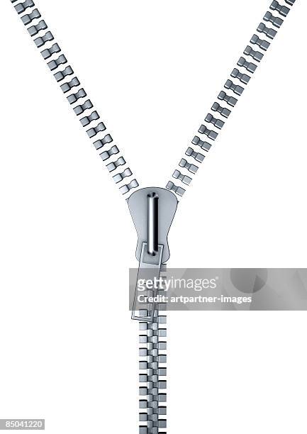metal zipper half open - zipper stock illustrations