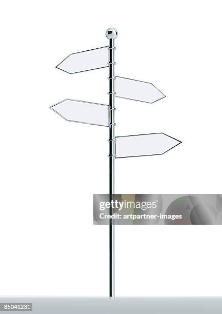 four blank signs on a signpost - wegweiser stock illustrations