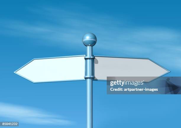 two blank signs pointing in opposite directions - directional sign stock illustrations