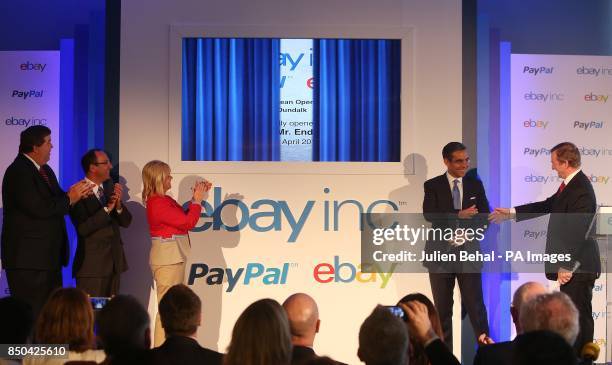 Taoiseach Enda Kenny opens the new eBay Inc European Operations Centre in Dundalk with John McCabe Senior Vice President Customer Service of Paypal,...