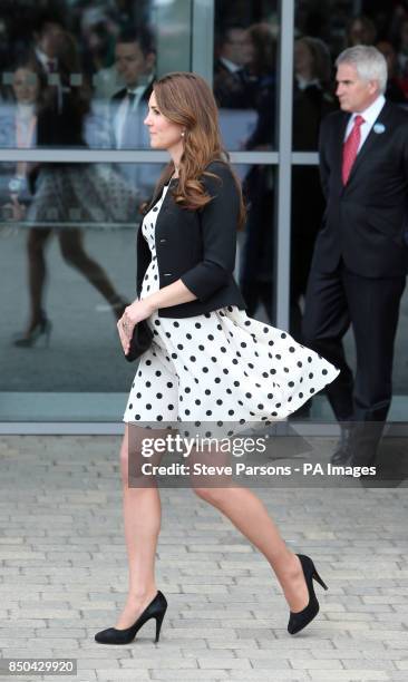 The Duchess of Cambridge as she leaves following visit to Warner Bros studios in Leavesden, Herts where the popular Harry Potter movies were produced.