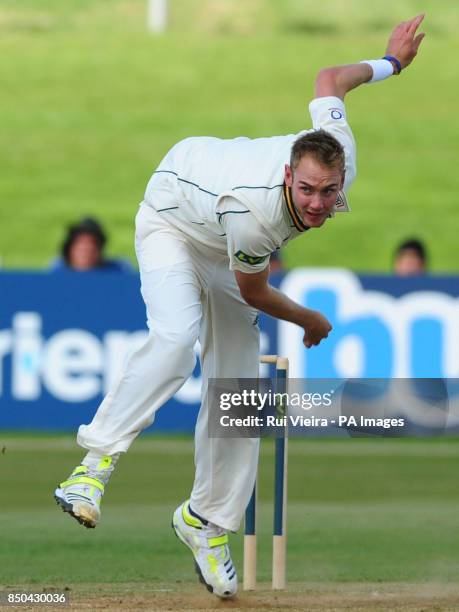 Nottinghamshire's Stuart Broad bowls during the LV= County Championship, Division One match at the County Ground, Derby.