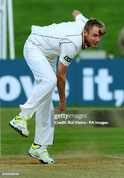 Nottinghamshire's Stuart Broad bowls during the LV= County Championship, Division One match at the County Ground, Derby.