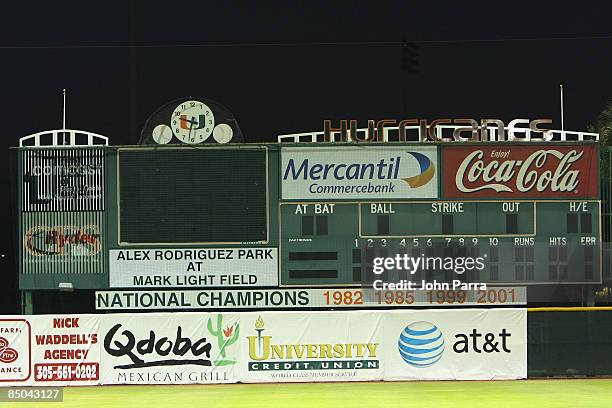 Atmosphere during the dedication ceremony for Alex Rodriguez Park Dedication Ceremony at University of Miami on February 13, 2009 in Coral Gables,...