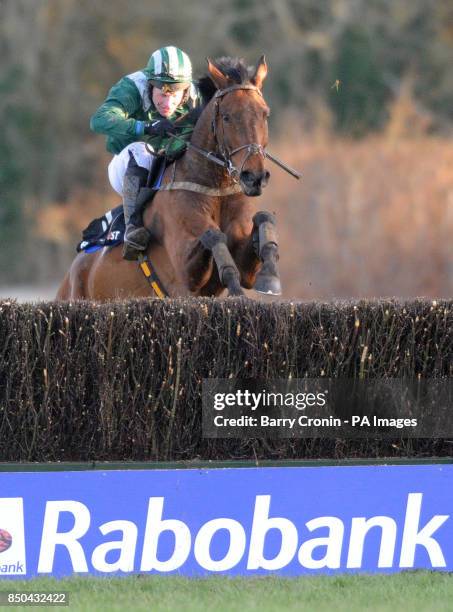 Salsify ridden by jockey Colman Sweeney on their way to victory in the Racing Post Champion Hunters Chase during the Rabobank Champion Hurdle Day of...