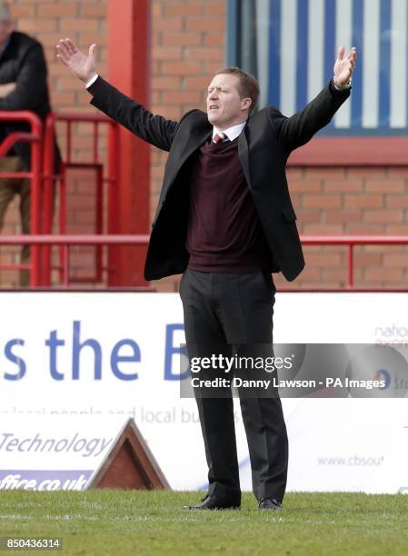 Heart's Manager Gary Locke during the Clydesdale Bank Scottish Premier League match at Dens Park, Dundee.