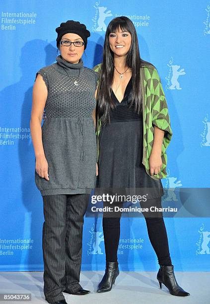 Actresses Pilar Guerrero and Magaly Solier attend the photocall for 'The Milk of Sorrow' as part of the 59th Berlin Film Festival at the Grand Hyatt...
