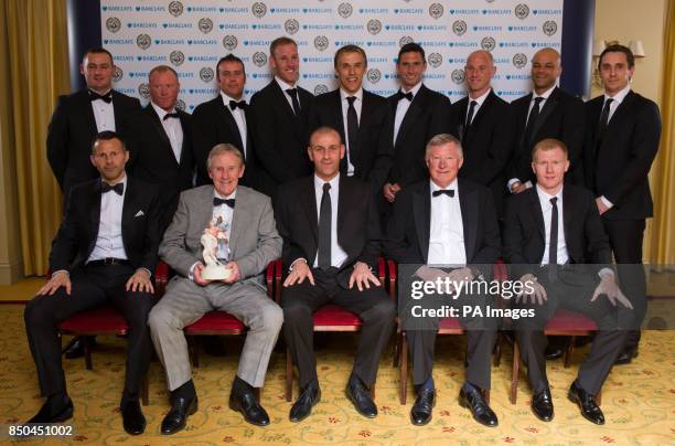 Winners of the PFA Merit Award the Manchester United Class of 92' featuring Ryan Giggs , Eric Harrison , Sir Alex Ferguson , Paul Scholes , George...