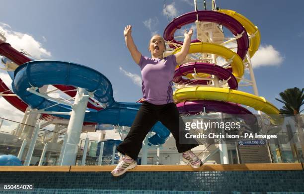 Paralympic swimmer Ellie Simmonds, launches the biggest aqua park at sea on board Norwegian Cruise Line's new ship Breakaway, as it arrives at...