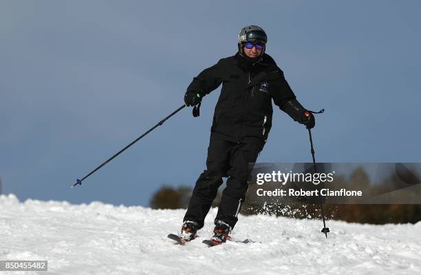 Skier is seen on September 21, 2017 in Mount Buller, Australia. Australians are enjoying one of the best ski seasons after the best snowfall in 17...