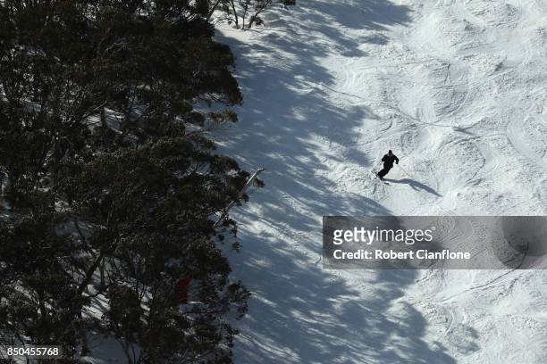 Skier is seen on September 21, 2017 in Mount Buller, Australia. Australians are enjoying one of the best ski seasons after the best snowfall in 17...