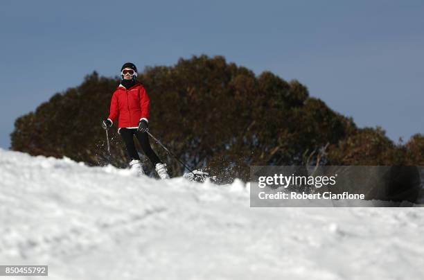 Skier is seen on September 21, 2017 in Mount Buller, Australia. Australians are enjoying one of the best ski seasons after the best snowfall in 17...