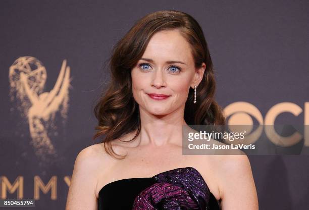 Actress Alexis Bledel poses in the press room at the 69th annual Primetime Emmy Awards at Microsoft Theater on September 17, 2017 in Los Angeles,...