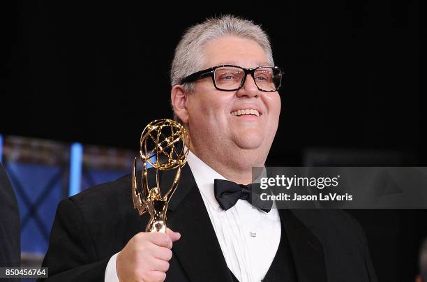 Producer David Mandel poses in the press room at the 69th annual Primetime Emmy Awards at Microsoft Theater on September 17, 2017 in Los Angeles,...