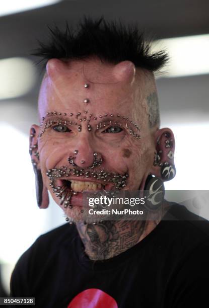 Rolf Buchholz is the man with the most perforations in his body in the world. Current Guinness record holder with a total of 453 piercings, in Quito,...