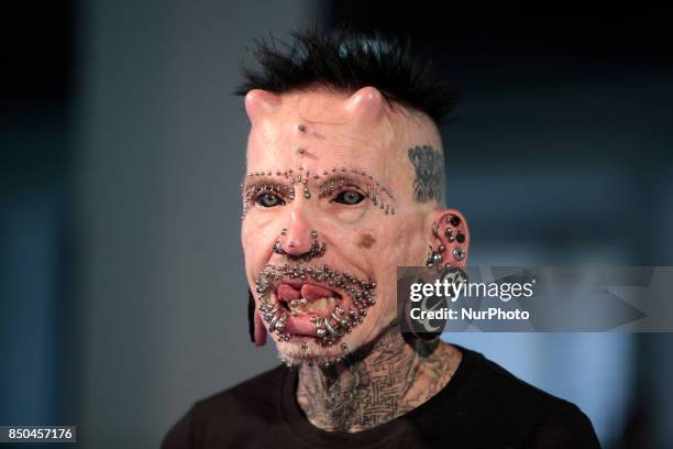 Rolf Buchholz is the man with the most perforations in his body in the world. Current Guinness record holder with a total of 453 piercings, in Quito,...