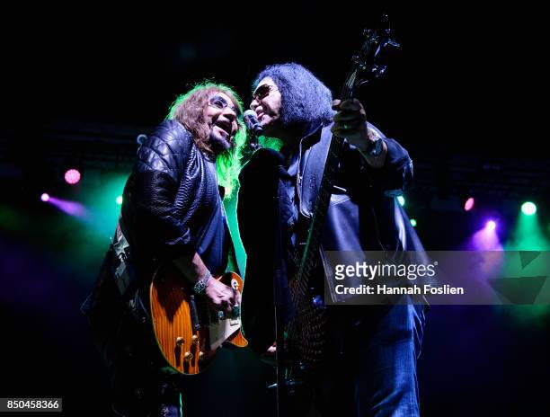Ace Frehley preforms with Gene Simmons at The Children Matter Benefit Concert Featuring Gene Simmons, Ace Frehley, Don Felder And Cheap Trick on...