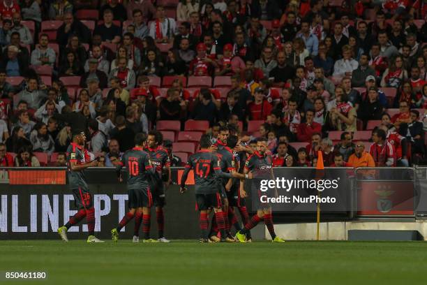 Bragas defender Ricardo Ferreira from Portugal celebrating with is team mate after scoring a goal during the Portuguese Cup 2017/18 match between SL...